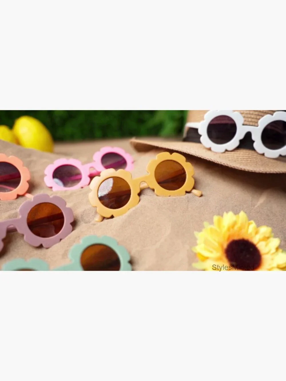 6 Pack Kids Round Flower Sunglasses Girls Daisy Glasses UV Protection Beach